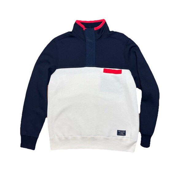 Vtg Abercrombie & Fitch Men’s Quarter Zip Pullover Large White Red Blue Campus - Picture 1 of 5